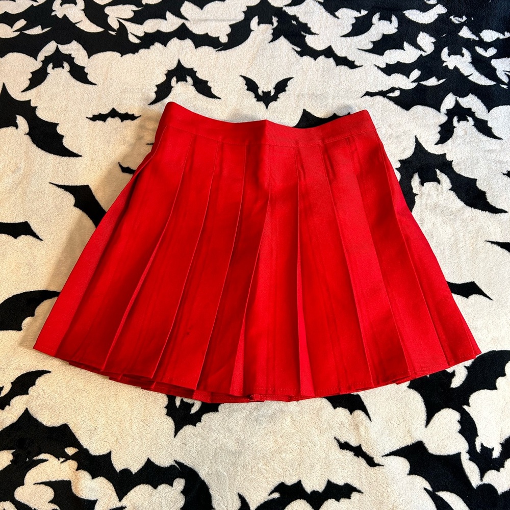 Red Pleated Mini Skirt size S